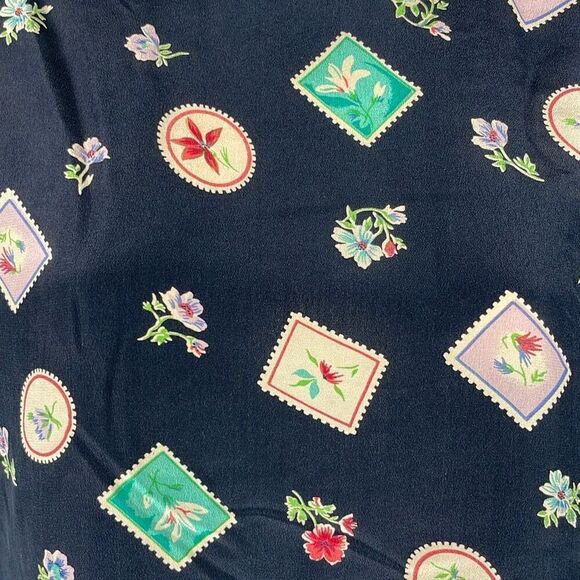 Vintage 90s Silk Short Sleeve Blouse S - Picture 5 of 6